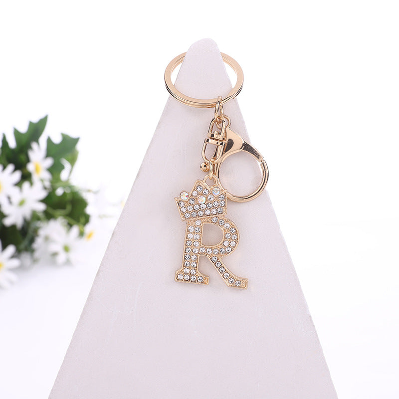 Wholesale Zinc Alloy Alphabet Rhinestone Keychain